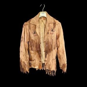 40's Chris Line Originals Western Leather Jacket Small Brown Leather Thrashed